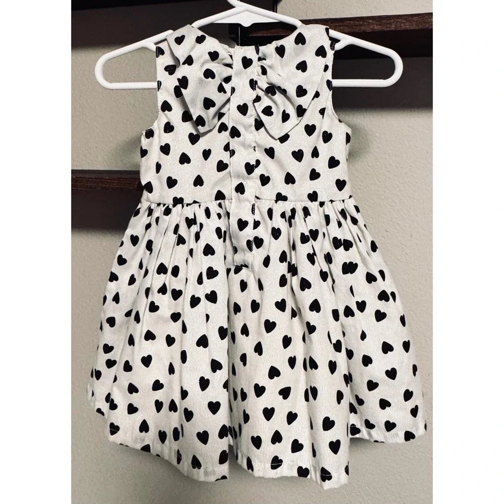 Carter's Dress Collared White & Black Heart Print Mod Special Occasion 6 Months